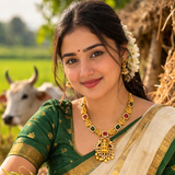 Traditional Lakshmi Temple Short Necklace Set with Earrings