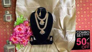 Elegant Combo Set – Necklace, Earrings & Maang Tikka | Gallery Collection