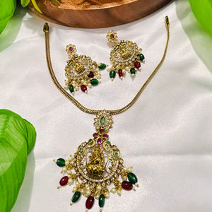 🛕 Lakshmi Devi Nanu Patti Necklace with Moti Divine Beauty in Every Detail