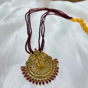 Lakshmi Locket with Red Beads – Traditional  Pendant
