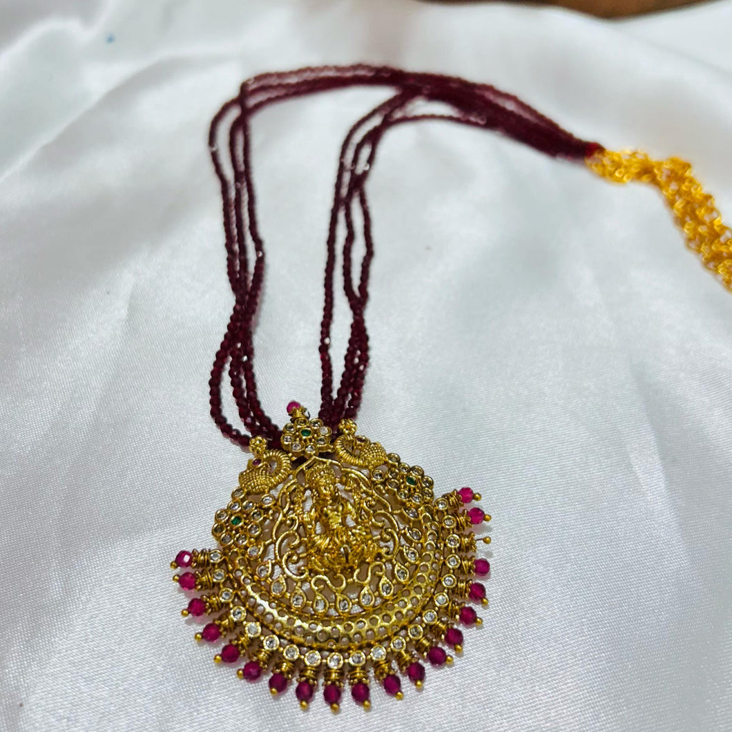 Lakshmi Locket with Red Beads – Traditional  Pendant