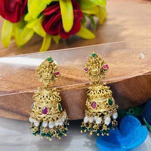 Traditional Rice Pearls Jumkas – One Gram Gold Finish