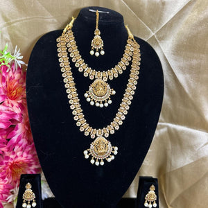 Elegant Combo Set – Necklace, Earrings & Maang Tikka | Gallery Collection