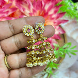 Royal Ruby Pearl Jhumkas