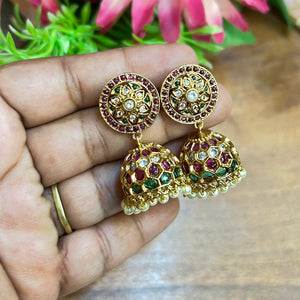 Navratna Inspired Bridal Jhumkas