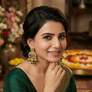 Traditional 3 Butta Stone Jhumkas 💛