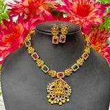 Traditional Lakshmi Temple Short Necklace Set with Earrings