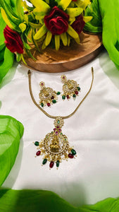 🛕 Lakshmi Devi Nanu Patti Necklace with Moti Divine Beauty in Every Detail