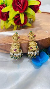 Traditional Rice Pearls Jumkas – One Gram Gold Finish