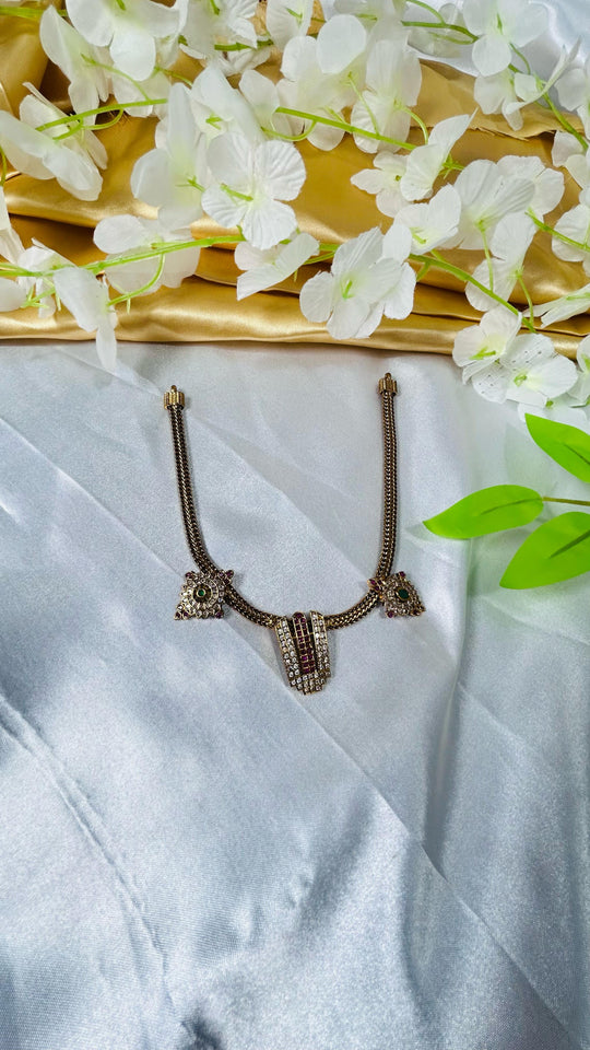 ✨ Divine Venkateswara Small Necklace with Moti