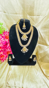 Elegant Combo Set – Necklace, Earrings & Maang Tikka | Gallery Collection