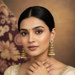 Royal Ruby Pearl Jhumkas