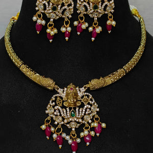 Gold Plated Lord Venkateshwara Necklace Set